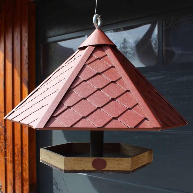 Futterhaus, hängend, Aluminium Dach rot