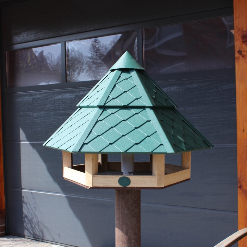 Vogelhaus mit grünem Dach aus Aluminium, XL