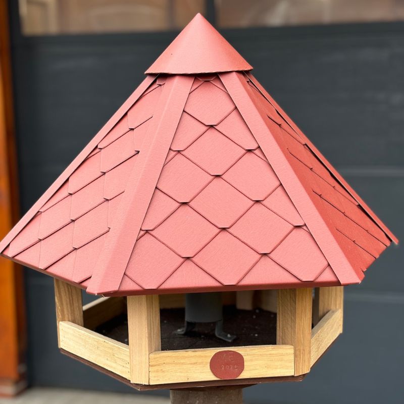 Vogelhaus mit rotem Dach aus Aluminium, Standard
